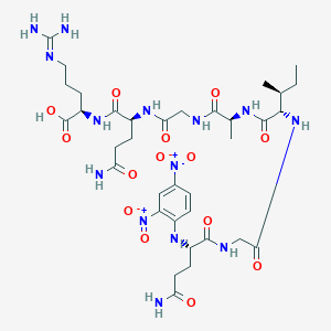 molecular formula C35H54N14O14 B12732408 Dnp-Gln-Gly-Ile-Ala-Gly-Gln-D-Arg CAS No. 63014-09-5