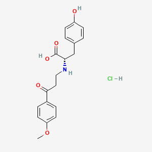 molecular formula C19H22ClNO5 B12732421 L-Tyrosine, N-(3-(4-methoxyphenyl)-3-oxopropyl)-, hydrochloride CAS No. 85975-19-5