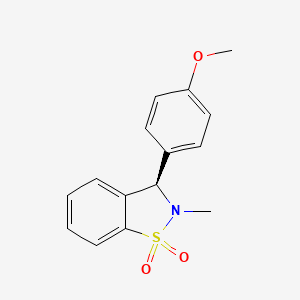 molecular formula C15H15NO3S B12732423 (R)-3-(4-Methoxy-phenyl)-2-methyl-2,3-dihydro-1,2-benzisothiazole 1,1-dioxide CAS No. 256221-19-9