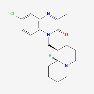 molecular formula C19H24ClN3O B12732425 Quinoxalin-2(1H)-one, 6-chloro-3-methyl-1-(octahydro-2H-quinolizin-1-ylmethyl)-, trans- CAS No. 97147-45-0