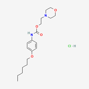 molecular formula C19H31ClN2O4 B12732517 Carbamic acid, (4-(hexyloxy)phenyl)-, 2-(morpholino)ethyl ester, monohydrochloride CAS No. 112923-00-9