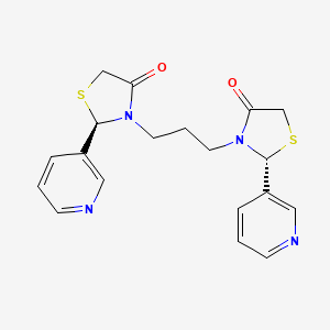 molecular formula C19H20N4O2S2 B12732571 4-Thiazolidinone, 3,3'-(1,3-propanediyl)bis(2-(3-pyridinyl)-, (R*,R*)-(+-)- CAS No. 157248-02-7