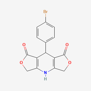 molecular formula C15H10BrNO4 B12732583 8-(4-bromophenyl)-5,11-dioxa-2-azatricyclo[7.3.0.03,7]dodeca-1(9),3(7)-diene-6,10-dione CAS No. 145594-59-8
