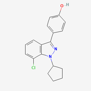 molecular formula C18H17ClN2O B12732628 Phenol, 4-(7-chloro-1-cyclopentyl-1H-indazol-3-yl)- CAS No. 680611-61-4
