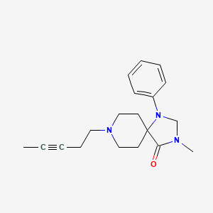 molecular formula C19H25N3O B12732634 1,3,8-Triazaspiro(4.5)decan-4-one, 3-methyl-8-(3-pentynyl)-1-phenyl- CAS No. 102504-92-7