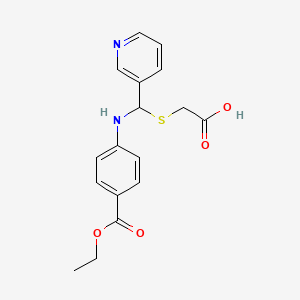 molecular formula C17H18N2O4S B12732644 1-Ethyl 4-((((carboxymethyl)thio)-3-pyridinylmethyl)amino)benzoate CAS No. 160092-87-5