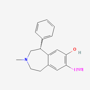 molecular formula C17H18INO B12732658 1H-3-Benzazepin-7-ol, 2,3,4,5-tetrahydro-8-(iodo-123I)-3-methyl-5-phenyl-, (R)- CAS No. 113744-55-1