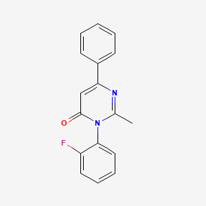 molecular formula C17H13FN2O B12732683 4(3H)-Pyrimidinone, 3-(2-fluorophenyl)-2-methyl-6-phenyl- CAS No. 87356-67-0