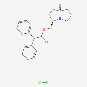 molecular formula C22H26ClNO2 B12732700 Benzeneacetic acid, alpha-phenyl-, (hexahydro-1H-pyrrolizin-3-yl)methyl ester, hydrochloride,trans- CAS No. 124675-92-9