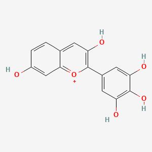 molecular formula C15H11O6+ B12732720 3,3',4',5',7-Pentahydroxyflavylium CAS No. 172874-69-0