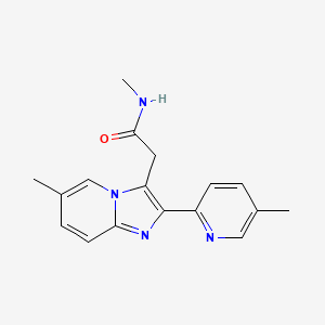 molecular formula C17H18N4O B12732723 Imidazo(1,2-a)pyridine-3-acetamide, N,6-dimethyl-2-(5-methyl-2-pyridinyl)- CAS No. 88570-95-0