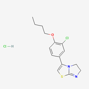 molecular formula C15H18Cl2N2OS B12732771 Imidazo(2,1-b)thiazole, 5,6-dihydro-3-(4-butoxy-3-chlorophenyl)-, monohydrochloride CAS No. 82492-70-4