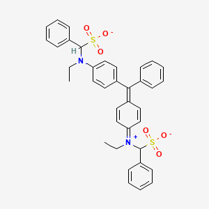 molecular formula C37H35N2O6S2- B12732796 Hydrogen (ethyl)(4-(alpha-(4-(ethyl(sulphonatobenzyl)amino)phenyl)benzylidene)cyclohexa-2,5-dien-1-ylidene)(sulphonatobenzyl)ammonium CAS No. 85305-31-3