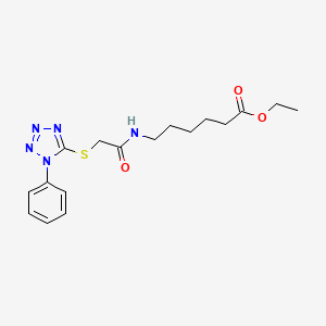 molecular formula C17H23N5O3S B12732798 Ethyl 6-((((1-phenyl-1H-tetrazol-5-yl)thio)acetyl)amino)hexanoate CAS No. 133506-43-1