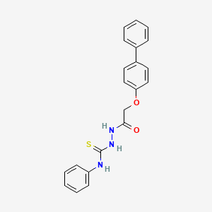 molecular formula C21H19N3O2S B12732810 Acetic acid, ((1,1'-biphenyl)-4-yloxy)-, 2-((phenylamino)thioxomethyl)hydrazide CAS No. 126006-75-5