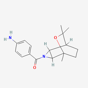 molecular formula C17H22N2O2 B12732872 3-(4-Aminobenzoyl)-5,7,7-trimethyl-6-oxa-3-azatricyclo(3.2.2.0(sup 2,4))nonane CAS No. 82872-91-1