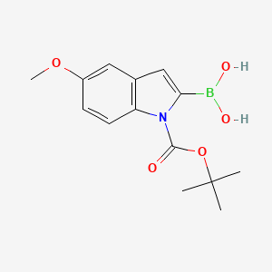 molecular formula C14H18BNO5 B1273289 (1-(Tert-butoxycarbonyl)-5-methoxy-1H-indol-2-YL)boronic acid CAS No. 290331-71-4