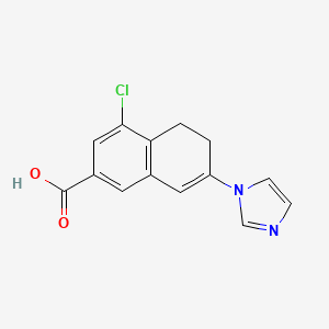 molecular formula C14H11ClN2O2 B12732958 2-Naphthalenecarboxylic acid, 5,6-dihydro-4-chloro-7-(1H-imidazol-1-yl)- CAS No. 135922-32-6