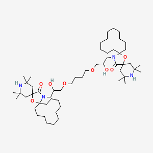 molecular formula C54H98N4O8 B12732970 20,20'-(Butane-1,4-diylbis(oxy(2-hydroxypropane-1,3-diyl)))bis(2,2,4,4-tetramethyl-7-oxa-3,20-diazaspiro(5.1.11.2)henicosan-21-one) CAS No. 84115-94-6