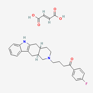 molecular formula C29H31FN2O5 B12733053 4-[(4aR,11aS)-1,3,4,4a,5,6,11,11a-octahydropyrido[4,3-b]carbazol-2-yl]-1-(4-fluorophenyl)butan-1-one;(E)-but-2-enedioic acid CAS No. 112853-80-2
