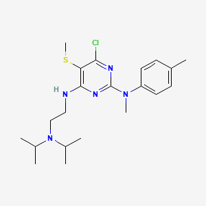molecular formula C21H32ClN5S B12733090 2,4-Pyrimidinediamine, N(sup 4)-(2-(bis(1-methylethyl)amino)ethyl)-6-chloro-N(sup 2)-methyl-N(sup 2)-(4-methylphenyl)-5-(methylthio)- CAS No. 55417-03-3