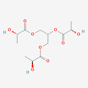 molecular formula C12H20O9 B12733099 Propanoic acid, 2-hydroxy-, 1,2,3-propanetriyl ester, (2S-(2R*(2(R*),3(R*))))- CAS No. 182970-05-4