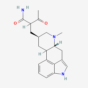 molecular formula C20H25N3O2 B12733113 alpha-Acetyl-6-methylergoline-8-beta-propionamide CAS No. 74627-55-7