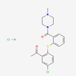 molecular formula C20H22Cl2N2O2S B12733124 Piperazine, 1-(2-((2-acetyl-4-chlorophenyl)thio)benzoyl)-4-methyl-, monohydrochloride CAS No. 93289-05-5
