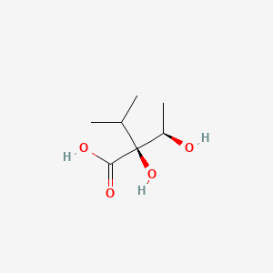 molecular formula C7H14O4 B12733179 Butanoic acid, 2,3-dihydroxy-2-(1-methylethyl)-, (2S,3R)- CAS No. 23944-48-1