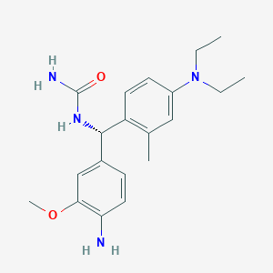 molecular formula C20H28N4O2 B12733239 Urea, ((4-amino-3-methoxyphenyl)(4-(diethylamino)-2-methylphenyl)methyl)- CAS No. 41554-11-4