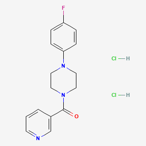 molecular formula C16H18Cl2FN3O B12733245 Piperazine, 1-(4-fluorophenyl)-4-(3-pyridinylcarbonyl)-, dihydrochloride CAS No. 124444-82-2
