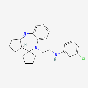 molecular formula C24H28ClN3 B12733266 Spiro(benzo(b)cyclopenta(e)(1,4)diazepine-10(9H),1'-cyclopentane)-9-ethanamine, 1,2,3,10a-tetrahydro-N-(3-chlorophenyl)- CAS No. 133307-95-6