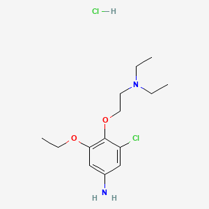 molecular formula C14H24Cl2N2O2 B12733284 p-Phenetidine, 3-chloro-beta-(diethylamino)-5-ethoxy-, hydrochloride CAS No. 97173-06-3