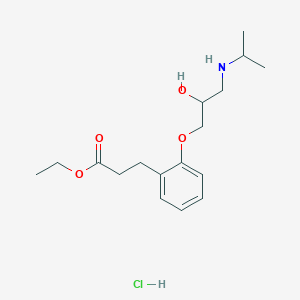 molecular formula C17H28ClNO4 B12733347 ethyl 3-[2-[2-hydroxy-3-(propan-2-ylamino)propoxy]phenyl]propanoate;hydrochloride CAS No. 286380-57-2
