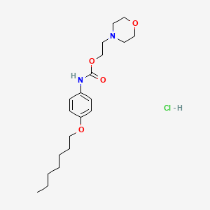 molecular formula C20H33ClN2O4 B12733361 Carbamic acid, (4-(heptyloxy)phenyl)-, 2-(morpholino)ethyl ester, monohydrochloride CAS No. 112923-02-1