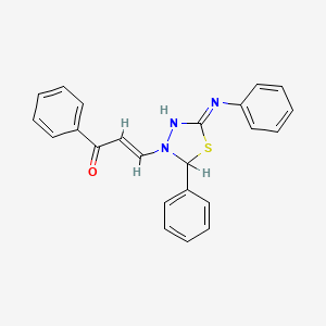 molecular formula C23H19N3OS B12733372 1-Phenyl-3-(2-phenyl-5-(phenylamino)-1,3,4-thiadiazol-3(2H)-yl)-2-propen-1-one CAS No. 125791-41-5