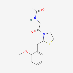 molecular formula C15H20N2O3S B12733534 N-(2-(2-((2-Methoxyphenyl)methyl)-3-thiazolidinyl)-2-oxoethyl)acetamide CAS No. 103182-67-8