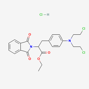 molecular formula C23H25Cl3N2O4 B12733664 Ethyl alpha-((4-(bis(2-chloroethyl)amino)phenyl)methyl)-1,3-dihydro-1,3-dioxo-2H-isoindole-2-acetate monohydrochloride CAS No. 94279-07-9