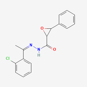 molecular formula C17H15ClN2O2 B12733691 3-Phenyloxiranecarboxylic acid (1-(2-chlorophenyl)ethylidene)hydrazide CAS No. 133662-11-0
