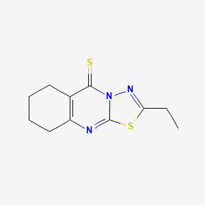 molecular formula C11H13N3S2 B12733807 5H-1,3,4-Thiadiazolo(2,3-b)quinazoline-5-thione, 6,7,8,9-tetrahydro-2-ethyl- CAS No. 160893-92-5