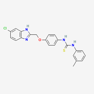 molecular formula C22H19ClN4OS B12733839 Thiourea, N-(4-((5-chloro-1H-benzimidazol-2-yl)methoxy)phenyl)-N'-(3-methylphenyl)- CAS No. 84502-14-7