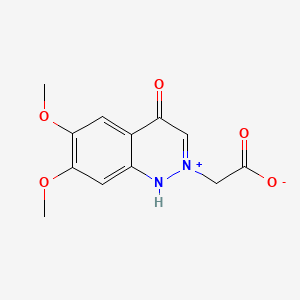 molecular formula C12H12N2O5 B12733854 Cinnolinium, 2-(carboxymethyl)-6,7-dimethoxy-4-hydroxy-, inner salt CAS No. 158631-54-0