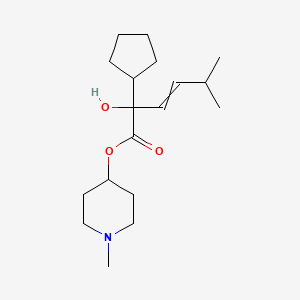 molecular formula C18H31NO3 B12733871 Cyclopentaneglycolic acid, alpha-(3-methyl-1-butenyl)-, 1-methyl-4-piperidyl ester, (Z)- 
