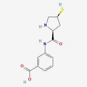 molecular formula C12H14N2O3S B12733961 3-(((2S,4S)-4-Sulfanylpyrrolidine-2-carbonyl)amino)benzoic acid CAS No. 219909-82-7