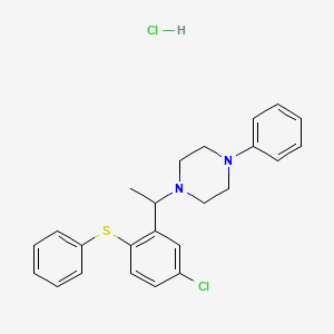 molecular formula C24H26Cl2N2S B12733963 1-(1-(5-Chloro-2-(phenylthio)phenyl)ethyl)-4-phenylpiperazine monohydrochloride CAS No. 112446-57-8