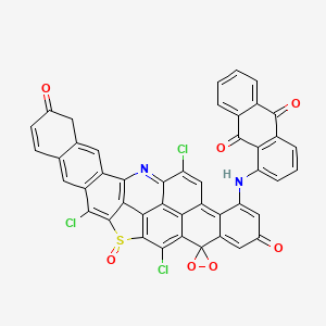 molecular formula C45H17Cl3N2O7S B12733974 Naphtho(2,3-c)phenanthro(2,1,10-ghi)thieno(2,3,4,5-lmn)phenanthridine-5,9,14(15H)-trione, trichloro-3-((9,10-dihydro-9,10-dioxo-1-anthracenyl)amino)-, 7,7-dioxide CAS No. 73297-31-1