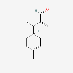 molecular formula C12H18O B12733987 beta,4-Dimethyl-alpha-methylenecyclohex-3-ene-1-propan-1-al CAS No. 77758-65-7