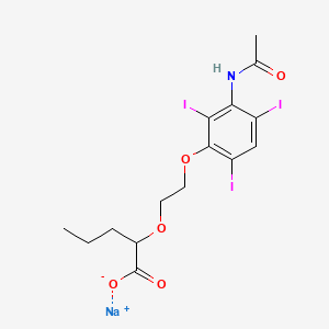 molecular formula C15H17I3NNaO5 B12734044 2-(2-(3-Acetamido-2,4,6-triiodophenoxy)ethoxy)valeric acid sodium salt CAS No. 102584-89-4