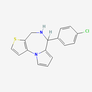 molecular formula C16H13ClN2S B12734069 5,6-Dihydro-6-(4-chlorophenyl)-4H-pyrrolo(1,2-a)thieno(2,3-f)(1,4)diazepine CAS No. 136334-15-1