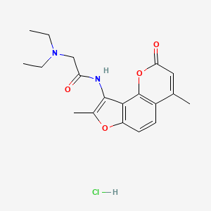 molecular formula C19H23ClN2O4 B12734079 Acetamide, 2-diethylamino-N-(4,8-dimethyl-2-oxo-2H-furo(2,3-h)-1-benzopyran-9-yl)-, hydrochloride CAS No. 75616-55-6